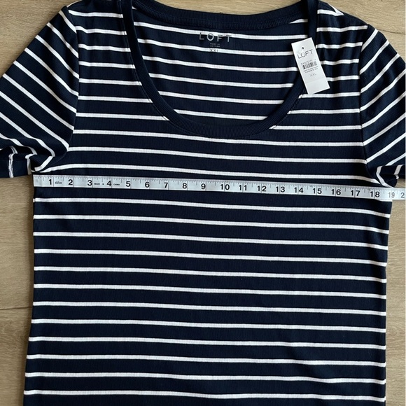 LOFT Tee Shirt Cotton Striped Navy Blue White NWT SZ XXL - Picture 4 of 6